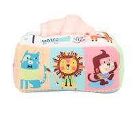 Fauitay Caja de Pañuelos de Tela Suave para bebé, Juguete con Patrones de Alto Contraste y Bufandas Sensoriales para el Desarrollo Infantil y Habilidades Motoras Finas (Animales del Bosque)