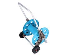 Fauitay Carro Portamangueras Portátil con Empuje Manual, Retráctil, para Manguera de Jardín de 80 M y 17 Mm, con Ruedas y Manivela de Aluminio Material ABS PP.