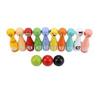 Fauitay Juego Educativo de Bolos de Animales de Madera, 10 Botellas de Bolos de Animales con 3 Bolas, Niños Que Aprenden a Reconocer el Color para Niños Pequeños Mayores de 2 Años