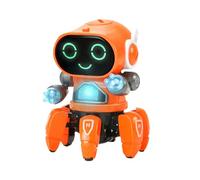 Fauitay Juguete Robot de 6 Garras, Brazo Flexible de 90 Grados, Chasis Móvil, Juguete Robot Que Baila y Canta con Sonido Claro (Naranja)