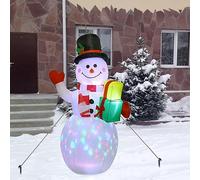 Fauitay Muñeco de nieve inflable con luces LED de colores, 1,5 m/5 pies, muñeco de nieve decorativo para exteriores, muñeco de nieve inflable automático, decoración navideña para exterior, interior