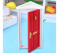 Fauitay Puerta de Casa de Muñecas en Miniatura, Juguete DIY de Madera con Diseño de Borde Liso, Color Brillante para Decoración de Casa de Muñecas, Material No Seguro (Roja)