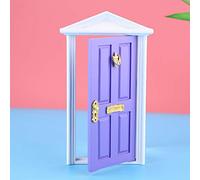Fauitay Puerta de Casa de Muñecas en Miniatura, Juguete DIY de Madera con Diseño de Borde Liso, Color Brillante para Decoración de Casa de Muñecas, Material No Seguro (Púrpura)