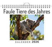 Faule Tiere des Jahres: Wandkalender 2026, Kalender DIN A4 quer, Monatskalender im Querformat mit Kalendarium, das perfekte Geschenk