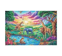 Fauna Africana río Selva Puzzles 1000 Piezas Maquetas Educativas Detalladas Rompecabezas para Familia Construir DIY Aliviar Estrés Decoración Hogar 1000 PCS