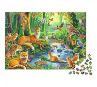 Fauna del Bosque_1 Rompecabezas 1000 Piezas con Colores Vibrantes Puzzle Terapia De Arte para Pasatiempos En Casa como Cita En Casa 38x26cm/1000pcs