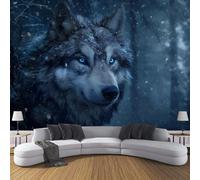 Fauna Papel Pintado Estilo Pintura con Bosque de lobos, Mural Fotográfico 200x140cm, Papel Pintado de Seda para Decoración de Pared