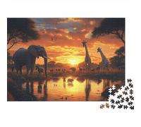 Faune africaine Cadeau Unique Décoration Intérieure Safari Coucher de Soleil Jeu Éducatif Challenge Toy Adultes & Enfants Des 14 ANS 38x26cm/1000pcs