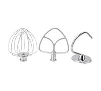 FAUOSWUK Accesorio para Batidora de Pie de 3 Piezas, Batidor Plano de Acero Inoxidable, Gancho para Masa, Látigo de Alambre, Accesorios para Mezclar para Cocina, con Gancho para M
