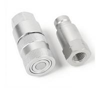 FAUOSWUK Acoplamiento Rápido Hidráulico de Cara Plana de 1/4'', Acopladores Hidráulicos para Minicargadoras con Tapa Antipolvo Roja, Acoplador Rápido de Manguera Hidráulica con Rosca NPT