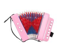 FAUOSWUK Acordeón de 7 Botones para Principiantes, Instrumento Musical Acordeón Principiante con Hebilla de Cinturón Material ABS para Aprender la Coordinación Ojo-mano (Rosa)