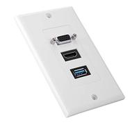 FAUOSWUK Adaptador de Panel de Montaje en Pared US VGA USB3.0 ABS Duradero para Configuración de Cine en Casa 11,5 * 7 Cm