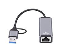 FAUOSWUK Adaptador USB C USB A Ethernet, Convertidor de Red 3.0 A RJ45 de 100 Mbps con Indicador LED, para Computadora Portátil, Teléfono, Tableta, GANA iOS