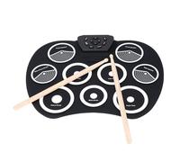 FAUOSWUK Batería Eléctrica Enrollable, Batería Electrónica Portátil de 9 Almohadillas con Soporte de Pedal para Practicar el Aprendizaje y los Juegos