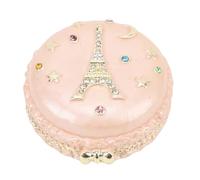 FAUOSWUK Caja de Baratija de Macarrón Esmaltada Precioso Organizador de Joyas con Bisagras de Metal para Pendientes de Anillo, Regalo Ideal para Mujeres y Niñas, Aleación de Zinc, 1 Joyero de