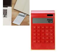 FAUOSWUK Calculadora de Doble Potencia con Batería Solar de 10 Dígitos con Pantalla LCD Inclinada para Oficina, Hogar, Escuela, Negocios, Matemáticas Financieras (Rojo)