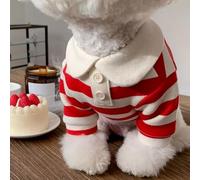 FAUOSWUK Camisa a Rayas para Cachorros, Ropa Adorable y Fina Hecha a Mano para Perros Pequeños, Gatos, Bichon Frise, Yorkshire, Poliéster Fino Hecho a Mano (M)