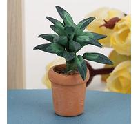 FAUOSWUK Casa de Muñecas con Hojas Verdes en Maceta, Decoración de Resina en Miniatura, Regalo para Amantes de Las Muñecas, 1/12 (Plantas en macetas de Hojas Verdes)