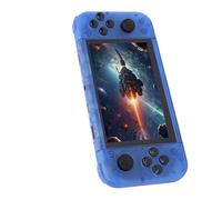 FAUOSWUK Consola de Juegos Retro Portátil, Pantalla IPS de 5 Pulgadas, 2 GB, DDR4, USB C, Reproductor de Videojuegos Portátil con Iluminación de Joystick RGB (Azul Transparente)