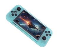 FAUOSWUK Consola de Juegos Retro Portátil, Pantalla IPS de 5 Pulgadas, 2 GB, DDR4, USB C, Reproductor de Videojuegos Portátil con Iluminación de Joystick RGB (Verde Transparente)