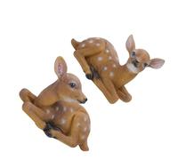 FAUOSWUK Estatua de Ciervo Modelo Delicado Arte Artesanía para Decoración de Jardín 2 Piezas Adornos de Ciervo Sika para Hacer Paisajes, Arreglo de Parque Resina Sintética 6.7x4.5in