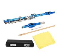 FAUOSWUK Instrumento Piccolo para Estudiantes Principiantes, Cústica Piccolo Flauta con 6 Agujeros e Llave, Sonido Premium con Kit de Limpieza, Estuche de Transporte (azul)