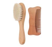 FAUOSWUK Juego de Cepillo y Peine de Madera para bebé con Lana Natural para un Cuidado Suave, Perfecto para Bebés