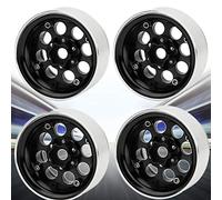 FAUOSWUK Juego de Cubos de Rueda de Aleación de Aluminio Duradero de 1,9 Pulgadas para Coche RC, Estable y Fácil de Instalar, 4 Piezas para D90, Tipo Clip Negro, 2,2 Pulgadas (Ruedas Negras + Anillo