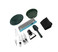 FAUOSWUK Kit Portátil de Caja de Esclusa de Panorámica Dorada de Aleación de Aluminio de 12", Configuración Sencilla para Mochila de Prospección