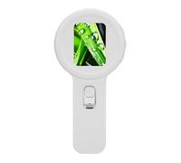 FAUOSWUK Lupa Digital Portátil con Aumento de 200x, 16 Luces LED y Pantalla de 2 Pulgadas para Tasación de Joyas y Observación de la Naturaleza. (Blanco)
