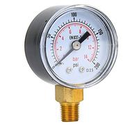 FAUOSWUK Manómetro Mecánico de Doble Escala con Números Claros, Conexión BSPT de 1/8 Pulgadas para Aire, Aceite, Agua, 0-15psi, 0-1bar para Aficionados Al Bricolaje en el Hogar (0-200 psi, 0-14 bares)