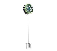 FAUOSWUK Metal Wind Spinner Iluminación Decorativa LED con Energía Solar para Jardines y Patios Patrón de Pavo Real Hierro Bronce 256 X 60 Cm