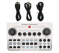 FAUOSWUK Mezclador de Podcast de Tarjeta de Sonido en Vivo USB, Tarjeta de Sonido de Doble Canal de Transmisión Interfaz de de Transmisión con 12 Efectos de Sonido Cálidos Modo de