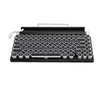 FAUOSWUK Miga de Escribir Retro, 83 Teclas Teclado Mecánico Punk Estilo Redondo Ronda Capases de Juego BT Wireless con 14 Modos de Fondo de Retroil (Negro)