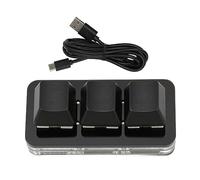 FAUOSWUK Mini Teclado USB de 3 Teclas, Teclado Macro Programable con Retroiluminación LED RGB con Función de Memoria e Intercambio en Caliente, para Tableta Telefónica Wins OS X Pi (Negra)