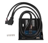 FAUOSWUK Panel Frontal de Unidad de Disquete, Concentrador de Panel Frontal USB 3.0 con Interfaz de Sonido HD, Convertidor de 3,5 Pulgadas y 19 Pines a USB .0 para Carcasas de (Negra)