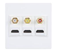 FAUOSWUK Placa de Enchufe de Pared de 86 Mm Interfaz Multimedia HD de 3 Puertos con Diseño Estable para Configuración de Cine en Casa Material ABS
