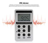 FAUOSWUK QQT103 Mini Radio FM Am Portátil, Receptor de Radio Estéreo Profesional con Alta Sensibilidad y Pantalla LCD, con Auricular (Plata)