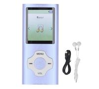 FAUOSWUK Reproductor de MP3 de 1.8 Pulgadas, Reproductor de Música Sonora sin Pérdidas de 32 GB de HiFi con Auriculares de Altavoces Incorporados, Reducción de Ruido, Grabadora de Voz E (Morado Azul)