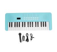 FAUOSWUK Teclado Electrónico de 37 Teclas, Piano Digital Portátil con 200 Tonos 200 Ritmos 35 Demostraciones Multifuncional para Músicos Principiantes con Micrófono Cable USB (Azul)