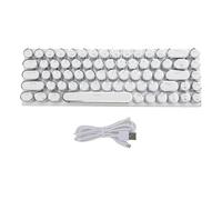 FAUOSWUK Teclado Mecánico con Cable, Retroiluminación RGB, Tecla Azul, 68 Teclas, Juegos Retro Redondos, Iluminación Lateral Ajustable, para Computadora Portátil de Escritorio (Blanca)