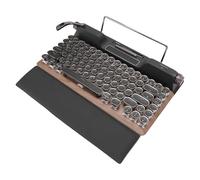 FAUOSWUK Teclado Mecánico de Máquina de Escribir Retro, 83 Teclas, Interruptores Azules, Retroiluminación RGB, Diseño Ergonómico con Cómodo Reposamanos de Cuero, para PC de Escritorio,
