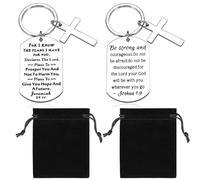 FAURAPMNG 2 llaveros inspiradores con versículo bíblico para hombres y mujeres, joyería religiosa para cumpleaños, graduación, comunión, Navidad, Acción de Gracias, Fe, llavero, plateado, 2 unidades,
