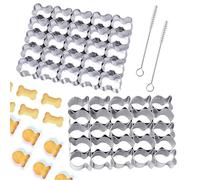 FAURAPMNG - Juego de 2 cortadores de galletas de hueso de perro y pez dorado, mini molde de acero inoxidable de 25 cavidades para hornear galletas, cortadores de masa antiadherentes con formas de