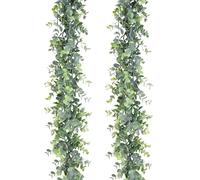 Faux Eucalyptus Garland 2pcs Simulación de 6 pies Verde Realista Eucalipto Decoración Garland de vegetación Decorativa Falsa para la Pared de la Mesa de Bodas