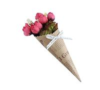 Faux Flowers Artificial Mini Newspaper Packaging Flower Kraft Paper Wrapping Florist Bouquet for Christmas Party Thanksgiving Home Party Decorations 1 Bunch Yellow Gift for Mom ( Color : E , Size : On