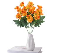 Faux Flowers Outdoor, Fake Waterproof Flowers, Weatherproof Everlasting Blooms, Low-Maintenance Decorative Plants, Orange, Red, Yellow, Ideal for Vase Walkway Planter Patio Window Box Garden Porch