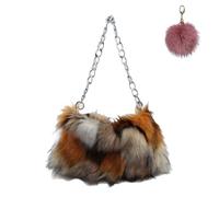 Faux Fur Handbag for Women, Vintage Leopard Print Shoulder Bag with Chain, Trendy Fashion Luxury Evening Underarm Purse