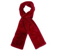 Faux Fur Pull Through Scarf With Zipper Pocket for Cell Phone And Valuables Wrap Up Warm Cozy Pull-Through Scarf(Red)