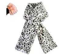 Faux Fur Scarf with Hidden Zipper Pocket, Soft Cozy Warm Pocket Scarf for Hands-Free Storage Phone, Valuables (White)